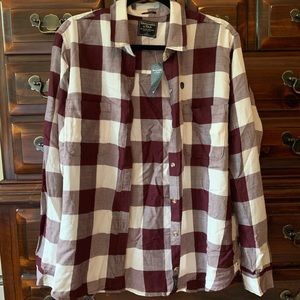 Burgundy and White Plaid Shirt